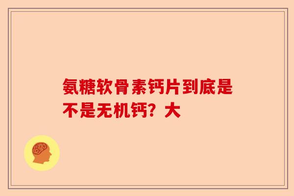 氨糖软骨素钙片到底是不是无机钙？大-第1张图片-关节保镖