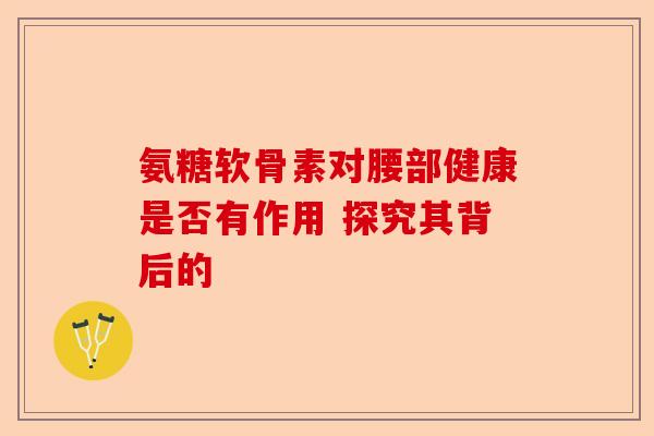 氨糖软骨素对腰部健康是否有作用 探究其背后的-第1张图片-关节保镖
