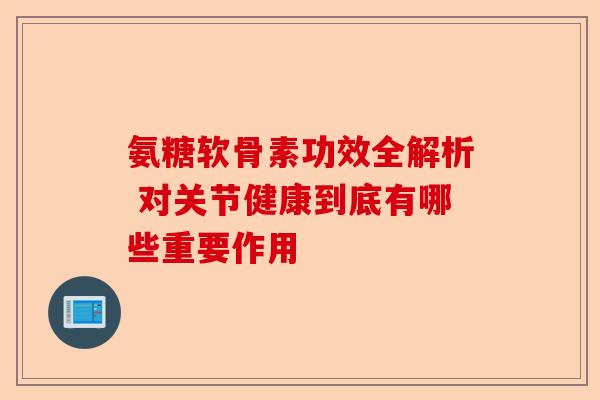 氨糖软骨素功效全解析 对关节健康到底有哪些重要作用-第1张图片-关节保镖