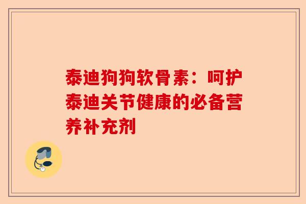 泰迪狗狗软骨素：呵护泰迪关节健康的必备营养补充剂