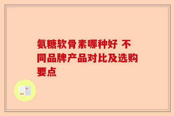 氨糖软骨素哪种好 不同品牌产品对比及选购要点-第1张图片-关节保镖