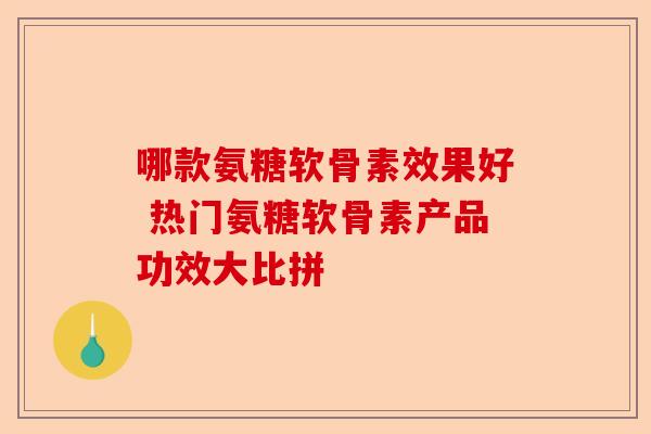哪款氨糖软骨素效果好 热门氨糖软骨素产品功效大比拼-第1张图片-关节保镖