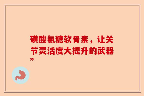 磺酸氨糖软骨素，让关节灵活度大提升的武器”-第1张图片-关节保镖