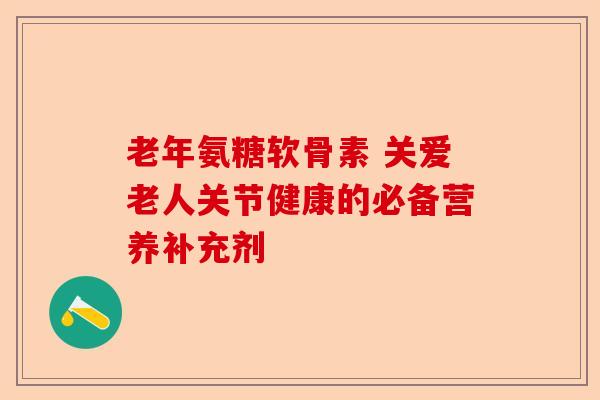 老年氨糖软骨素 关爱老人关节健康的必备营养补充剂-第1张图片-关节保镖
