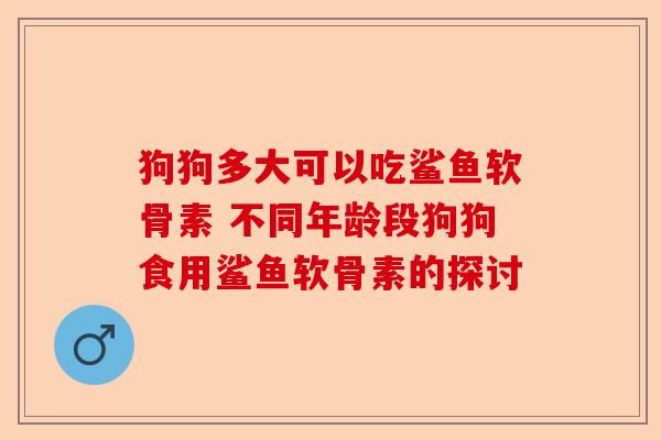 狗狗多大可以吃鲨鱼软骨素 不同年龄段狗狗食用鲨鱼软骨素的探讨