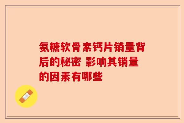 氨糖软骨素钙片销量背后的秘密 影响其销量的因素有哪些