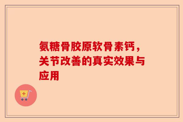 氨糖骨胶原软骨素钙，关节改善的真实效果与应用