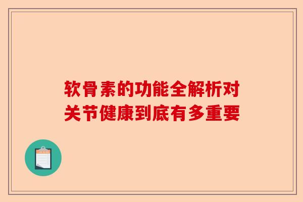 软骨素的功能全解析对关节健康到底有多重要