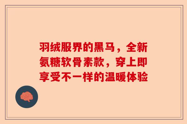 羽绒服界的黑马，全新氨糖软骨素款，穿上即享受不一样的温暖体验