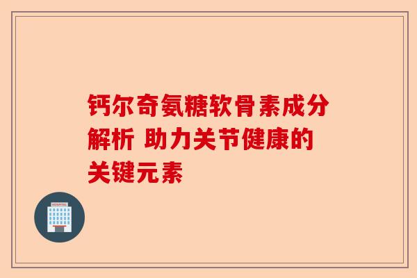 钙尔奇氨糖软骨素成分解析 助力关节健康的关键元素