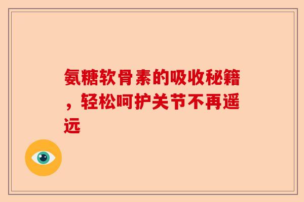 氨糖软骨素的吸收秘籍，轻松呵护关节不再遥远