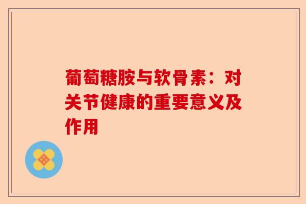 葡萄糖胺与软骨素：对关节健康的重要意义及作用