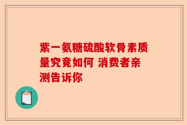 紫一氨糖硫酸软骨素质量究竟如何 消费者亲测告诉你