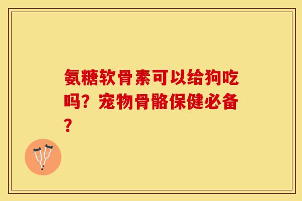 氨糖软骨素可以给狗吃吗？宠物骨骼保健必备？