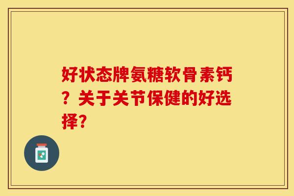 好状态牌氨糖软骨素钙？关于关节保健的好选择？