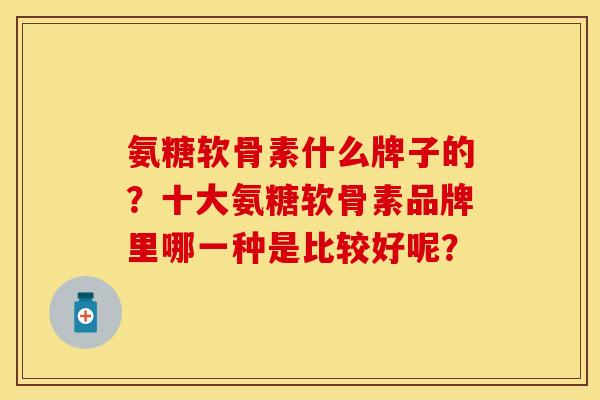 氨糖软骨素什么牌子的？十大氨糖软骨素品牌里哪一种是比较好呢？-第1张图片-关节保镖