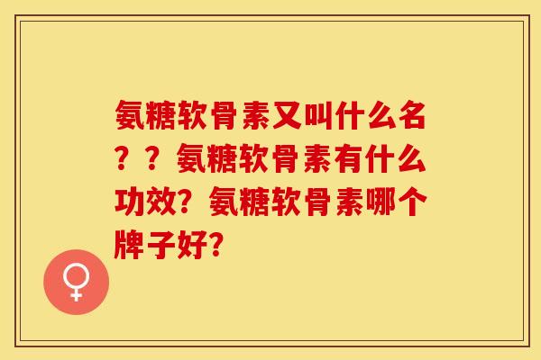 氨糖软骨素又叫什么名？？氨糖软骨素有什么功效？氨糖软骨素哪个牌子好？