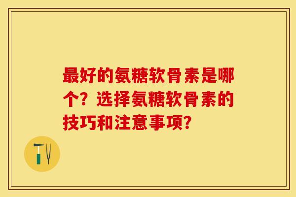 最好的氨糖软骨素是哪个？选择氨糖软骨素的技巧和注意事项？