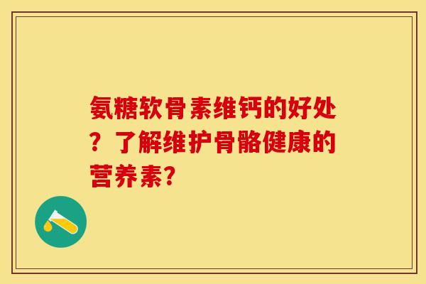氨糖软骨素维钙的好处？了解维护骨骼健康的营养素？