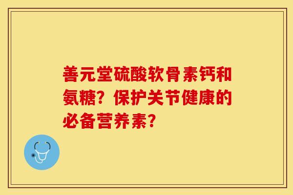 善元堂硫酸软骨素钙和氨糖？保护关节健康的必备营养素？