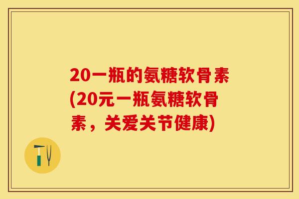 20一瓶的氨糖软骨素(20元一瓶氨糖软骨素，关爱关节健康)-第1张图片-关节保镖