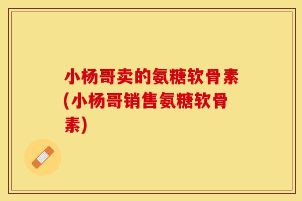 小杨哥卖的氨糖软骨素(小杨哥销售氨糖软骨素)