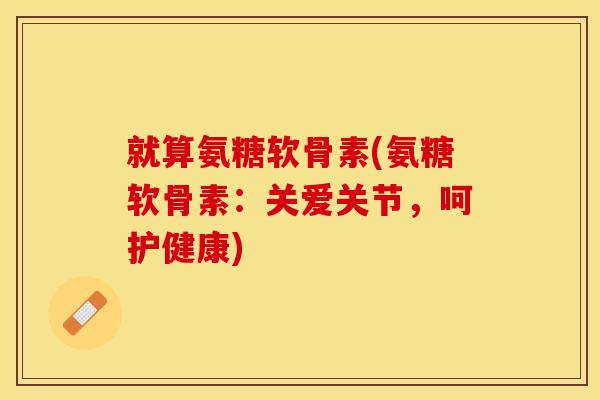 就算氨糖软骨素(氨糖软骨素：关爱关节，呵护健康)