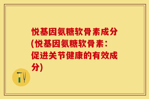 悦基因氨糖软骨素成分(悦基因氨糖软骨素：促进关节健康的有效成分)