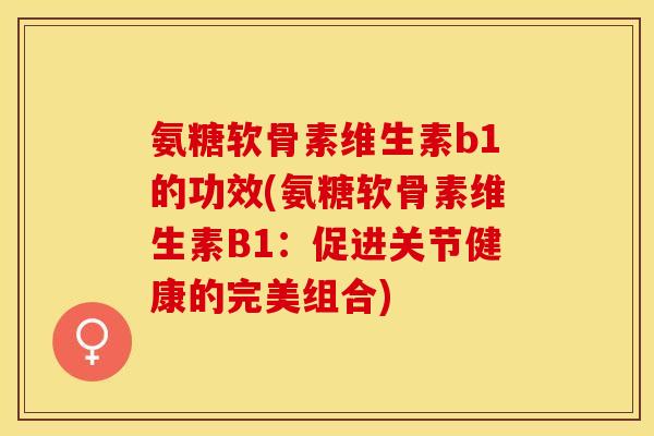 氨糖软骨素维生素b1的功效(氨糖软骨素维生素B1：促进关节健康的完美组合)
