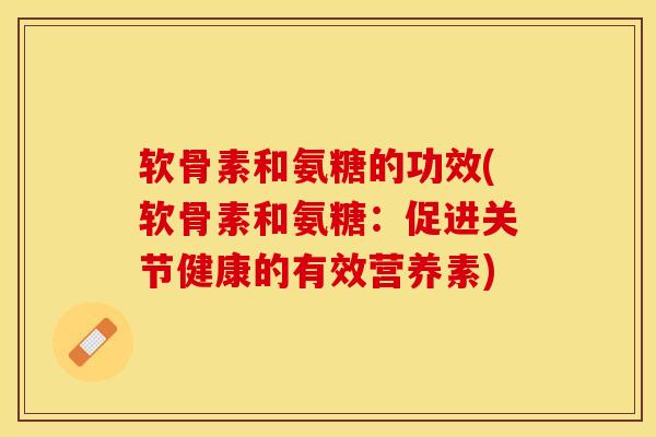 软骨素和氨糖的功效(软骨素和氨糖：促进关节健康的有效营养素)