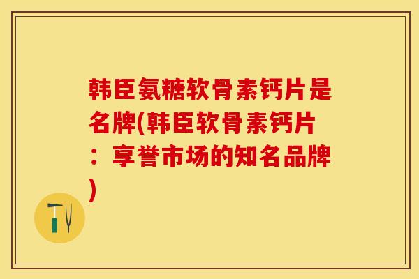 韩臣氨糖软骨素钙片是名牌(韩臣软骨素钙片：享誉市场的知名品牌)
