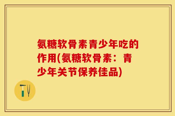 氨糖软骨素青少年吃的作用(氨糖软骨素：青少年关节保养佳品)