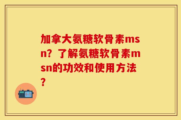 加拿大氨糖软骨素msn？了解氨糖软骨素msn的功效和使用方法？