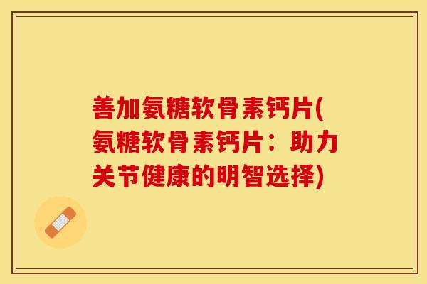 善加氨糖软骨素钙片(氨糖软骨素钙片：助力关节健康的明智选择)