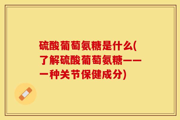 硫酸葡萄氨糖是什么(了解硫酸葡萄氨糖——一种关节保健成分)