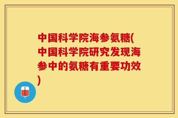 中国科学院海参氨糖(中国科学院研究发现海参中的氨糖有重要功效)