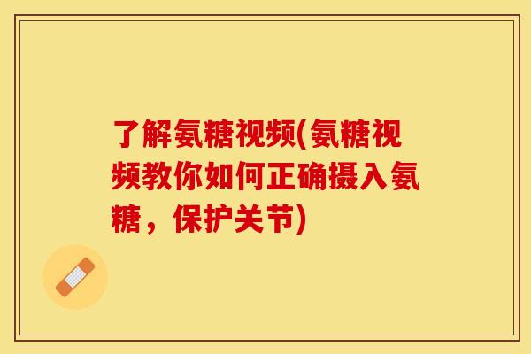 了解氨糖视频(氨糖视频教你如何正确摄入氨糖，保护关节)