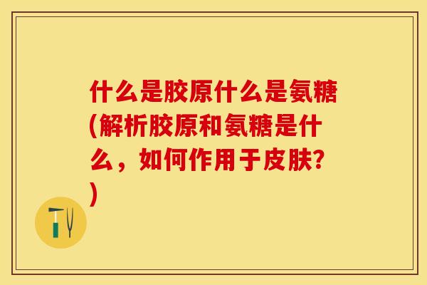 什么是胶原什么是氨糖(解析胶原和氨糖是什么，如何作用于皮肤？)