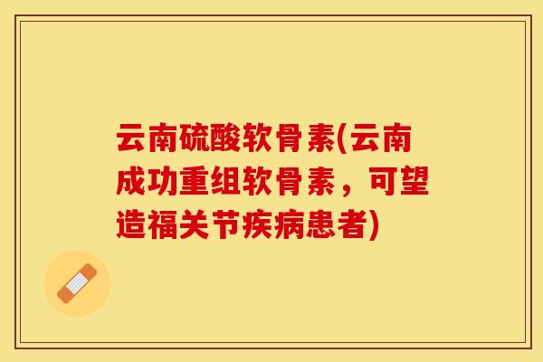 云南硫酸软骨素(云南成功重组软骨素，可望造福关节疾病患者)