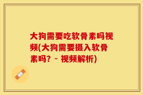 大狗需要吃软骨素吗视频(大狗需要摄入软骨素吗？- 视频解析)