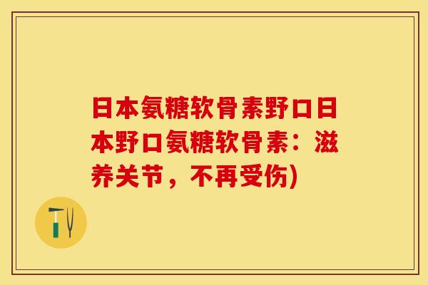 日本氨糖软骨素野口日本野口氨糖软骨素：滋养关节，不再受伤)
