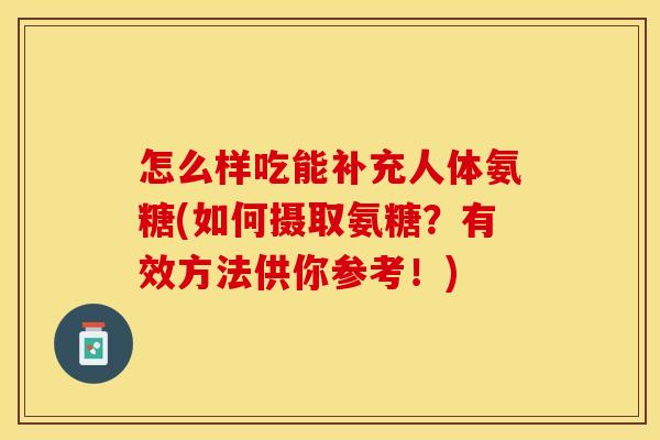 怎么样吃能补充人体氨糖(如何摄取氨糖？有效方法供你参考！)