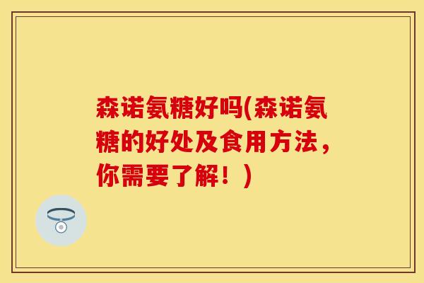 森诺氨糖好吗(森诺氨糖的好处及食用方法，你需要了解！)