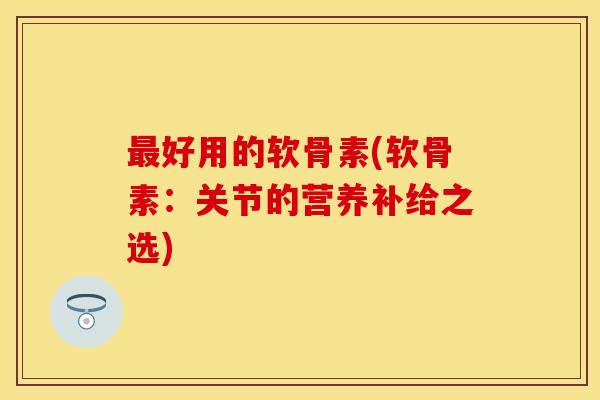 最好用的软骨素(软骨素：关节的营养补给之选)