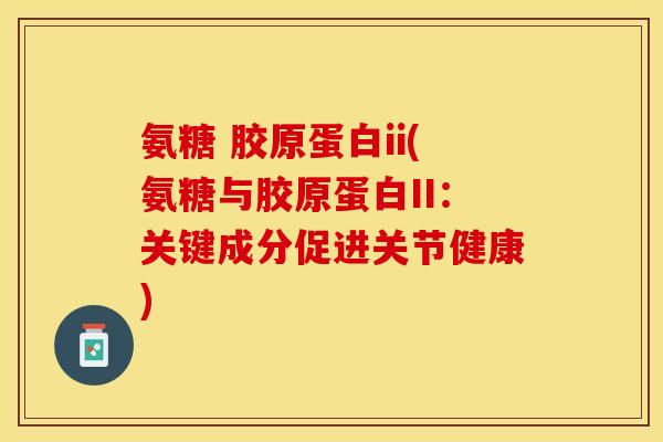 氨糖 胶原蛋白ii(氨糖与胶原蛋白II：关键成分促进关节健康)