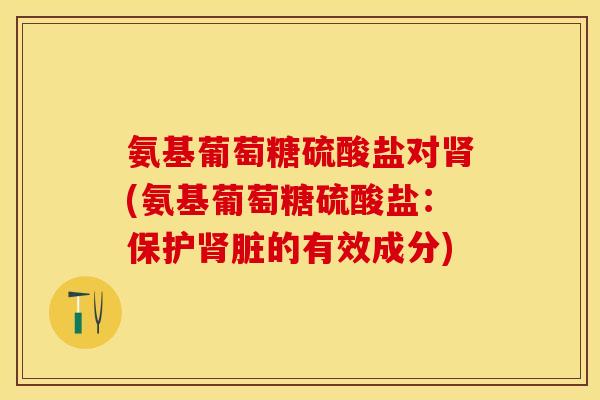 氨基葡萄糖硫酸盐对肾(氨基葡萄糖硫酸盐：保护肾脏的有效成分)