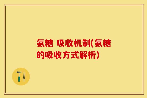 氨糖 吸收机制(氨糖的吸收方式解析)-第1张图片-关节保镖