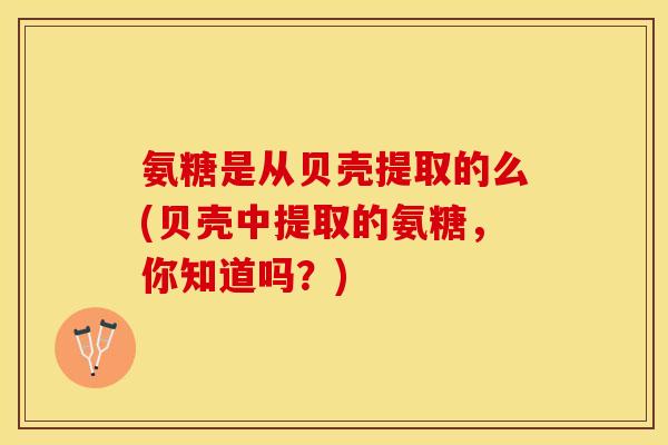 氨糖是从贝壳提取的么(贝壳中提取的氨糖，你知道吗？)