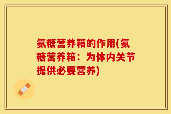 氨糖营养箱的作用(氨糖营养箱：为体内关节提供必要营养)