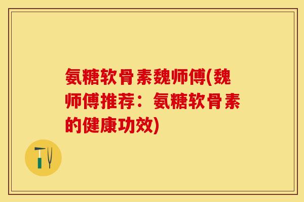 氨糖软骨素魏师傅(魏师傅推荐：氨糖软骨素的健康功效)
